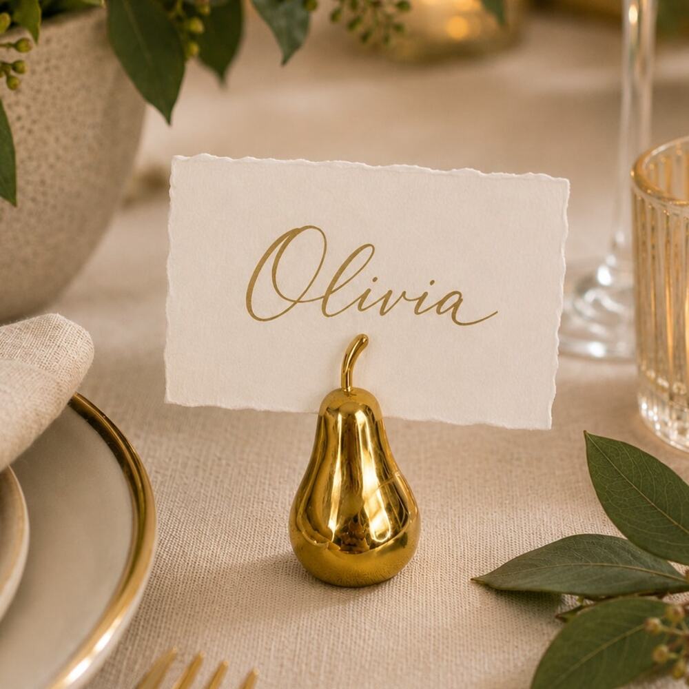 VTG Talbots Set of 6 Gold Pear Place Card Holders Elegant Table Decor